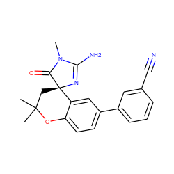 CN1C(=O)[C@]2(CC(C)(C)Oc3ccc(-c4cccc(C#N)c4)cc32)N=C1N ZINC000095605902