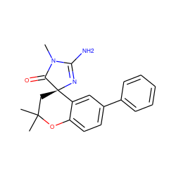 CN1C(=O)[C@]2(CC(C)(C)Oc3ccc(-c4ccccc4)cc32)N=C1N ZINC000095601500