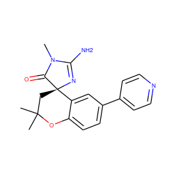 CN1C(=O)[C@]2(CC(C)(C)Oc3ccc(-c4ccncc4)cc32)N=C1N ZINC000095605318