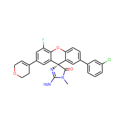 CN1C(=O)[C@]2(N=C1N)c1cc(-c3cccc(Cl)c3)ccc1Oc1c(F)cc(C3=CCOCC3)cc12 ZINC000261125684