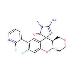 CN1C(=O)[C@]2(N=C1N)c1cc(-c3cccnc3F)c(F)cc1O[C@H]1CCOC[C@@H]12 ZINC000103253309