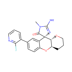 CN1C(=O)[C@]2(N=C1N)c1cc(-c3cccnc3F)ccc1O[C@@H]1CCCO[C@H]12 ZINC000144277730