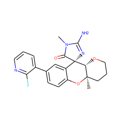 CN1C(=O)[C@]2(N=C1N)c1cc(-c3cccnc3F)ccc1O[C@]1(C)CCCO[C@@H]21 ZINC000144267411