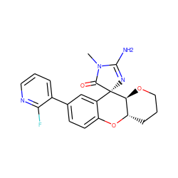 CN1C(=O)[C@]2(N=C1N)c1cc(-c3cccnc3F)ccc1O[C@H]1CCCO[C@@H]12 ZINC000114793636