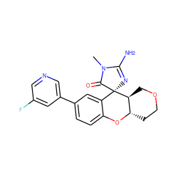 CN1C(=O)[C@]2(N=C1N)c1cc(-c3cncc(F)c3)ccc1O[C@H]1CCOC[C@@H]12 ZINC000103253314