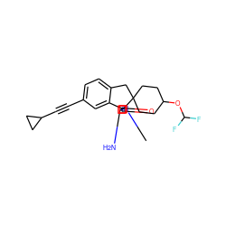 CN1C(=O)[C@]2(N=C1N)c1cc(C#CC3CC3)ccc1CC21CCC(OC(F)F)CC1 ZINC000141169485