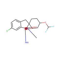 CN1C(=O)[C@]2(N=C1N)c1cc(Cl)ccc1CC21CCC(OC(F)F)CC1 ZINC000201260346