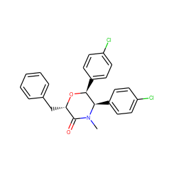 CN1C(=O)[C@H](Cc2ccccc2)O[C@@H](c2ccc(Cl)cc2)[C@H]1c1ccc(Cl)cc1 ZINC000095602510
