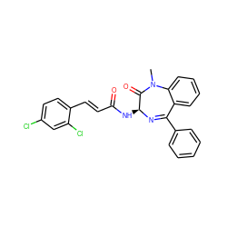 CN1C(=O)[C@H](NC(=O)/C=C/c2ccc(Cl)cc2Cl)N=C(c2ccccc2)c2ccccc21 ZINC000003812120