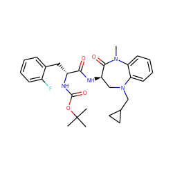 CN1C(=O)[C@H](NC(=O)[C@@H](Cc2ccccc2F)NC(=O)OC(C)(C)C)CN(CC2CC2)c2ccccc21 ZINC000029040454