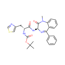 CN1C(=O)[C@H](NC(=O)[C@@H](Cc2cscn2)NC(=O)OC(C)(C)C)N=C(c2ccccc2)c2ccccc21 ZINC000028952547