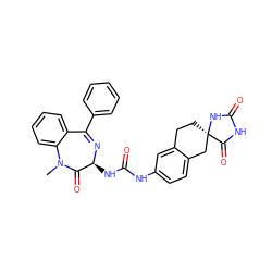 CN1C(=O)[C@H](NC(=O)Nc2ccc3c(c2)CC[C@]2(C3)NC(=O)NC2=O)N=C(c2ccccc2)c2ccccc21 ZINC000036177782