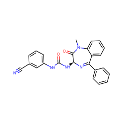 CN1C(=O)[C@H](NC(=O)Nc2cccc(C#N)c2)N=C(c2ccccc2)c2ccccc21 ZINC000013732944