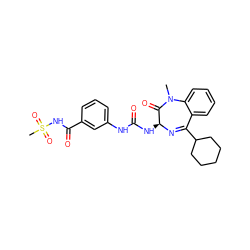 CN1C(=O)[C@H](NC(=O)Nc2cccc(C(=O)NS(C)(=O)=O)c2)N=C(C2CCCCC2)c2ccccc21 ZINC000001482901