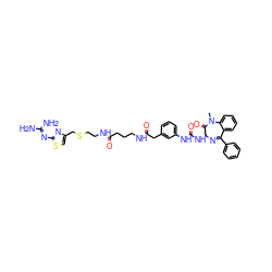 CN1C(=O)[C@H](NC(=O)Nc2cccc(CC(=O)NCCCC(=O)NCCSCc3csc(N=C(N)N)n3)c2)N=C(c2ccccc2)c2ccccc21 ZINC000095607842