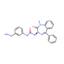 CN1C(=O)[C@H](NC(=O)Nc2cccc(CN)c2)N=C(c2ccccc2)c2ccccc21 ZINC000013732940