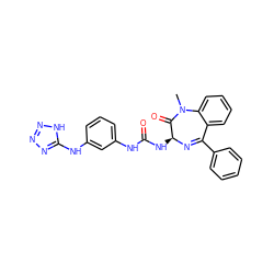 CN1C(=O)[C@H](NC(=O)Nc2cccc(Nc3nnn[nH]3)c2)N=C(c2ccccc2)c2ccccc21 ZINC000013746705