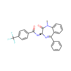 CN1C(=O)[C@H](NC(=O)c2ccc(C(F)(F)F)cc2)N=C(c2ccccc2)c2ccccc21 ZINC000013732585