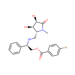 CN1C(=O)[C@H](O)[C@H](O)[C@H]1CN[C@@H](COC(=O)c1ccc(Br)cc1)c1ccccc1 ZINC000040916920