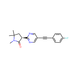 CN1C(=O)[C@H](c2ncc(C#Cc3ccc(F)cc3)cn2)CC1(C)C ZINC000204410060