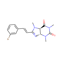 CN1C(=O)[C@H]2[C@@H](N=C(/C=C/c3cccc(Br)c3)N2C)N(C)C1=O ZINC000040943743