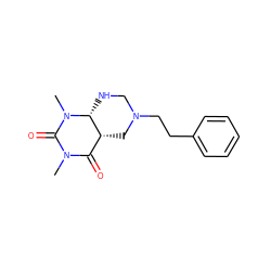 CN1C(=O)[C@H]2CN(CCc3ccccc3)CN[C@H]2N(C)C1=O ZINC000019322218