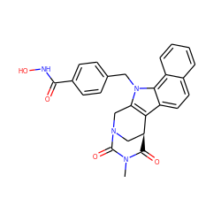 CN1C(=O)[C@H]2CN(Cc3c2c2ccc4ccccc4c2n3Cc2ccc(C(=O)NO)cc2)C1=O ZINC001772652490