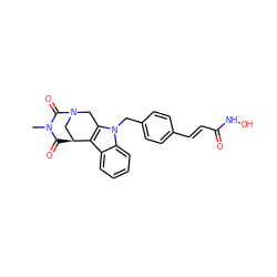 CN1C(=O)[C@H]2CN(Cc3c2c2ccccc2n3Cc2ccc(/C=C/C(=O)NO)cc2)C1=O ZINC001772592822