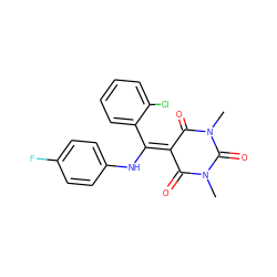 CN1C(=O)C(=C(Nc2ccc(F)cc2)c2ccccc2Cl)C(=O)N(C)C1=O ZINC000006208760