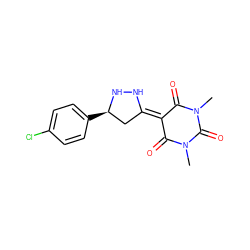 CN1C(=O)C(=C2C[C@@H](c3ccc(Cl)cc3)NN2)C(=O)N(C)C1=O ZINC000008511921