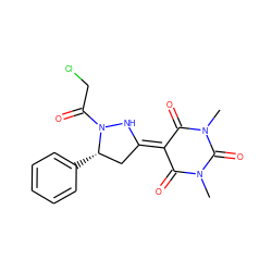 CN1C(=O)C(=C2C[C@H](c3ccccc3)N(C(=O)CCl)N2)C(=O)N(C)C1=O ZINC000005400014