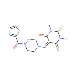 CN1C(=O)C(=CN2CCN(C(=O)c3ccco3)CC2)C(=O)N(C)C1=S ZINC000001016079