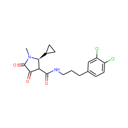 CN1C(=O)C(=O)C(C(=O)NCCCc2ccc(Cl)c(Cl)c2)[C@@H]1C1CC1 ZINC000141933363