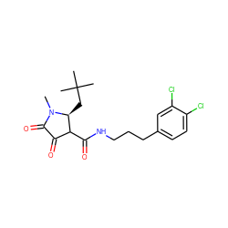 CN1C(=O)C(=O)C(C(=O)NCCCc2ccc(Cl)c(Cl)c2)[C@@H]1CC(C)(C)C ZINC000141930046