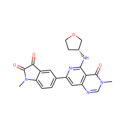 CN1C(=O)C(=O)c2cc(-c3cc4ncn(C)c(=O)c4c(N[C@@H]4CCOC4)n3)ccc21 ZINC000115626621