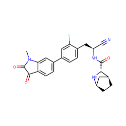 CN1C(=O)C(=O)c2ccc(-c3ccc(C[C@@H](C#N)NC(=O)[C@H]4N[C@@H]5CC[C@H]4C5)c(F)c3)cc21 ZINC000219318753