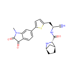 CN1C(=O)C(=O)c2ccc(-c3ccc(C[C@@H](C#N)NC(=O)[C@H]4N[C@@H]5CC[C@H]4C5)s3)cc21 ZINC000169708952