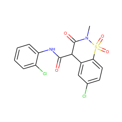 CN1C(=O)C(C(=O)Nc2ccccc2Cl)c2cc(Cl)ccc2S1(=O)=O ZINC000013605522