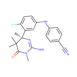 CN1C(=O)C(C)(C)[C@@](C)(c2cc(Nc3ccc(C#N)cc3)ccc2F)N=C1N ZINC000114107923