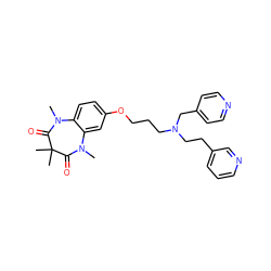 CN1C(=O)C(C)(C)C(=O)N(C)c2cc(OCCCN(CCc3cccnc3)Cc3ccncc3)ccc21 ZINC000139536038