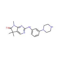 CN1C(=O)C(C)(C)c2cnc(Nc3cccc(N4CCNCC4)c3)nc21 ZINC001772611042