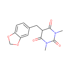 CN1C(=O)C(Cc2ccc3c(c2)OCO3)C(=O)N(C)C1=O ZINC000002819869