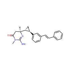 CN1C(=O)C[C@@](C)([C@@H]2C[C@H]2c2cccc(/C=C/c3ccccc3)c2)N=C1N ZINC000096932943