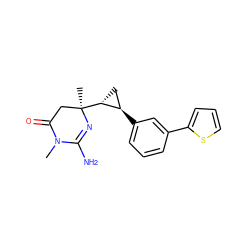 CN1C(=O)C[C@@](C)([C@@H]2C[C@H]2c2cccc(-c3cccs3)c2)N=C1N ZINC000096932947