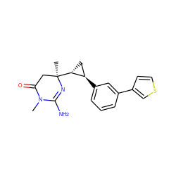 CN1C(=O)C[C@@](C)([C@@H]2C[C@H]2c2cccc(-c3ccsc3)c2)N=C1N ZINC000096932944