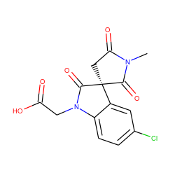 CN1C(=O)C[C@@]2(C1=O)C(=O)N(CC(=O)O)c1ccc(Cl)cc12 ZINC000014976540