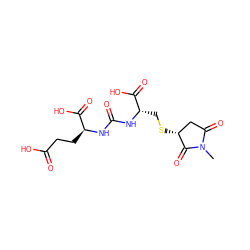 CN1C(=O)C[C@@H](SC[C@H](NC(=O)N[C@@H](CCC(=O)O)C(=O)O)C(=O)O)C1=O ZINC000096284928