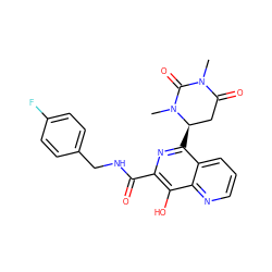 CN1C(=O)C[C@@H](c2nc(C(=O)NCc3ccc(F)cc3)c(O)c3ncccc23)N(C)C1=O ZINC000006733251