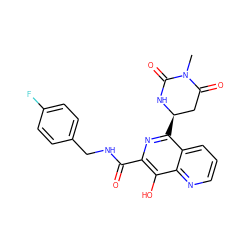 CN1C(=O)C[C@@H](c2nc(C(=O)NCc3ccc(F)cc3)c(O)c3ncccc23)NC1=O ZINC000028528154