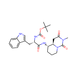 CN1C(=O)C[C@@H]2[C@@H](NC(=O)[C@H](Cc3c[nH]c4ccccc34)NC(=O)OC(C)(C)C)CCCN2C1=O ZINC000013863113